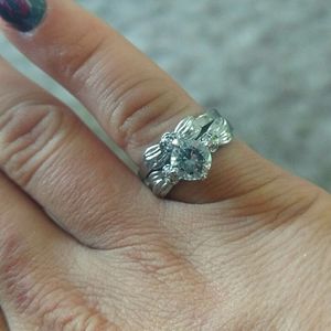 Ster. Silver Zirconium Diamond Ring Set